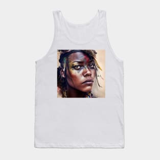 A woman with colorful paint on her face-Himba woman. Tank Top